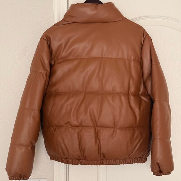 Windsor Brown Faux Leather Puffer Jacket Women’s Size L | NWT - Picture 4 of 5